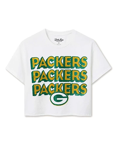 Junk Food Clothing Women's Nfl Green Bay Packers Repeat Glitter Flea Market Crop Tee