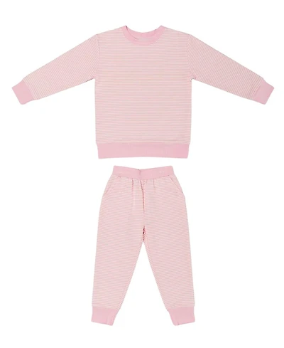 Motette Girls' Peony Stripe Little Lounger Bamboo Sweatsuit - Baby, Kid