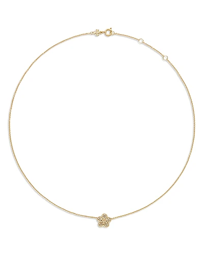 Tory Burch Forget Me Not Pave Flower Pendant Necklace, 15.8-17.5