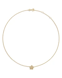 Tory Burch Forget Me Not Pave Flower Pendant Necklace, 15.8-17.5