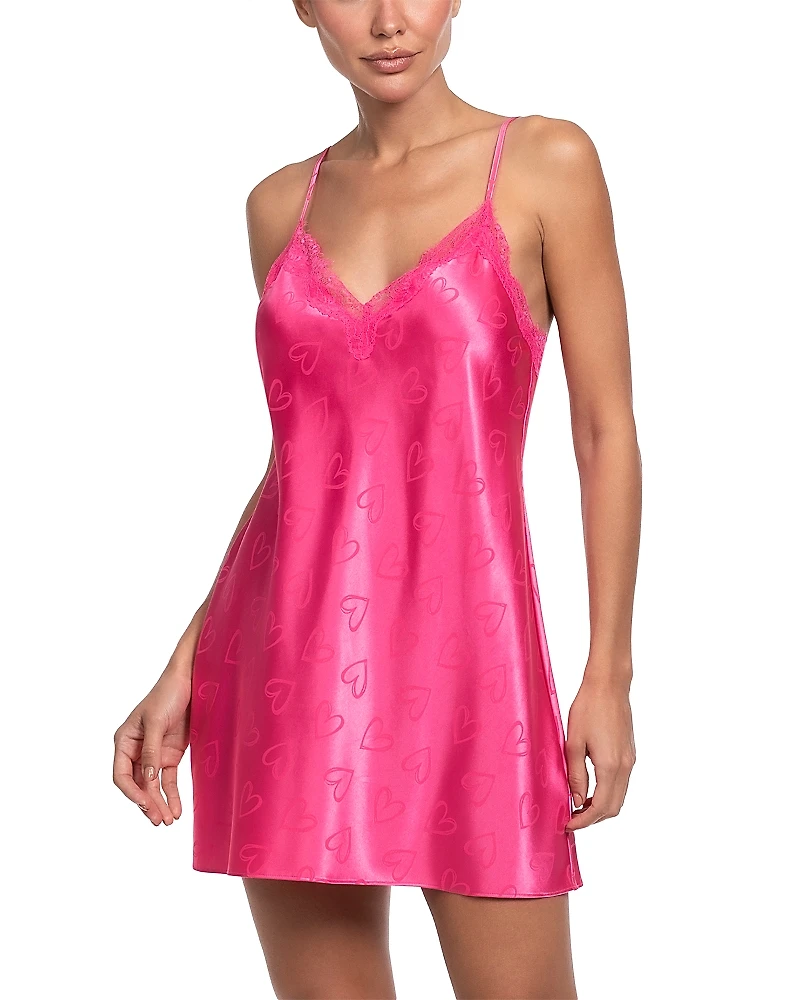 Bloom by Jonquil Heart Stretch Satin Lace Trim Chemise