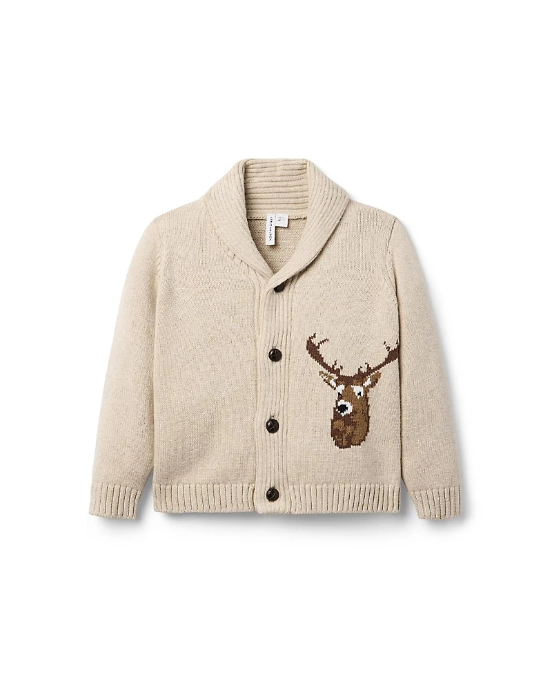 Janie and Jack Unisex Deer Shawl Cardigan