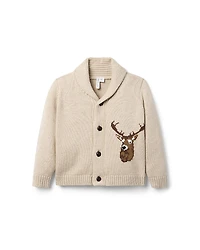 Janie and Jack Unisex Deer Shawl Cardigan