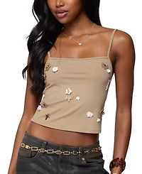 Edikted Malia Flower Applique Tank Top