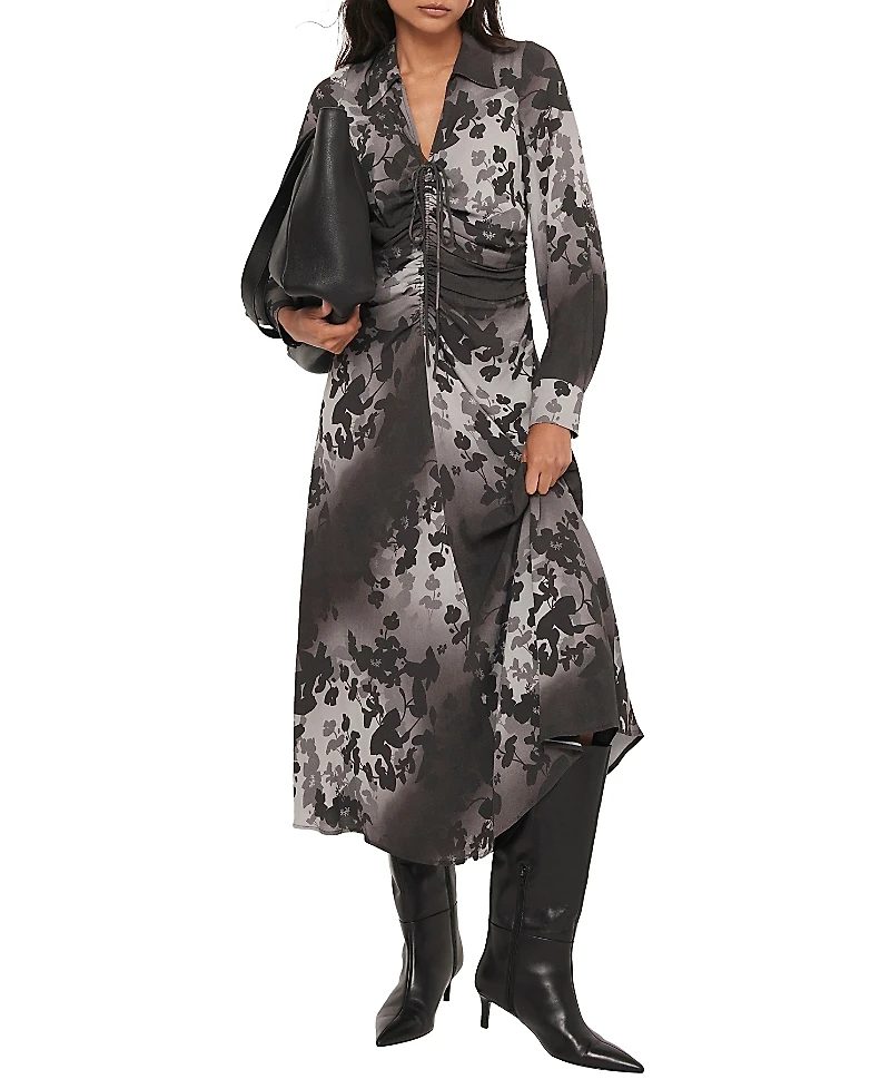 Mint Velvet Women's Floral Print Midi Dress with a Collar