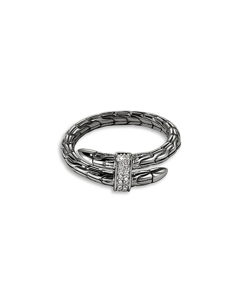 John Hardy Dark Sterling Silver Spear Diamond Wrap Ring