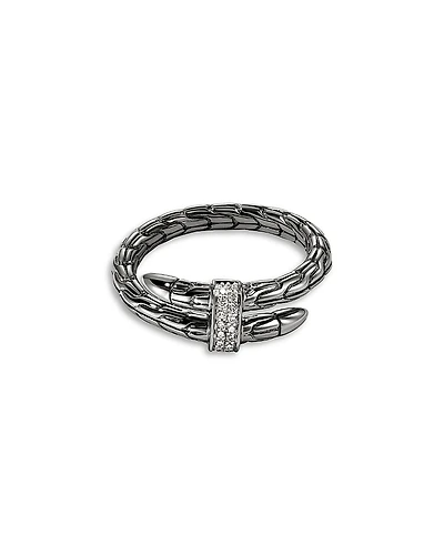 John Hardy Dark Sterling Silver Spear Diamond Wrap Ring
