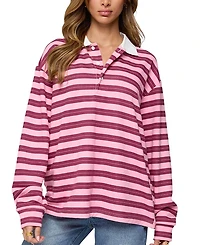 Edikted Maureen Striped Polo Sweatshirt