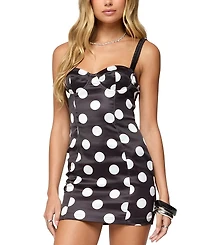 Edikted Polka Dot Cupped Satin Effect Mini Dress