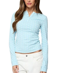 Edikted Keana Polka Dot Henley Top