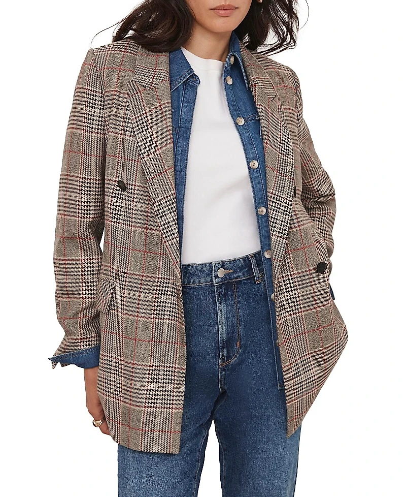 Mint Velvet Women's Checked Double Breasted Blazer
