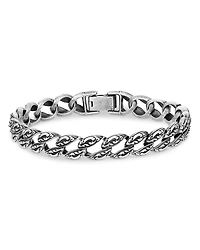 John Varvatos Men's Sterling Silver Gothic Textured Curb Link Bracelet