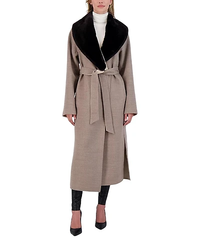 Gorski Wool Coat with Detachable Shearling Lamb Collar