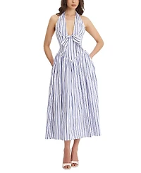 Miss Circle Mackenna Stripe Halter Smock Back Maxi Dress