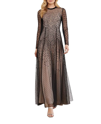 Needle & Thread Sequin Cascade Round Neck Gown