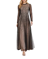 Needle & Thread Sequin Cascade Round Neck Gown
