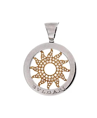 Pre-Owned Bvlgari Tondo Sun Pendant 18K Gold and Stainless Steel with Diamonds