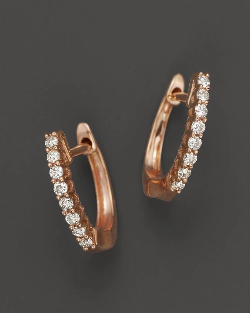 Diamond Huggie Hoop Earrings in 14K Rose Gold