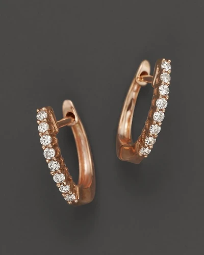 Diamond Huggie Hoop Earrings in 14K Rose Gold