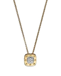 Roberto Coin 18K Yellow and White Gold Square Pois Moi Pendant Necklace with Diamonds, 16.5