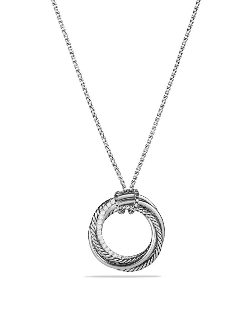 Crossover Pendant Necklace with Diamonds