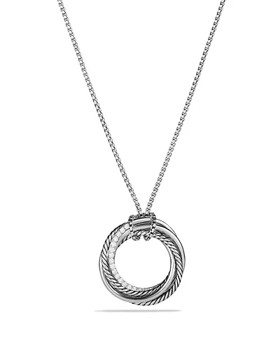 Crossover Pendant Necklace with Diamonds