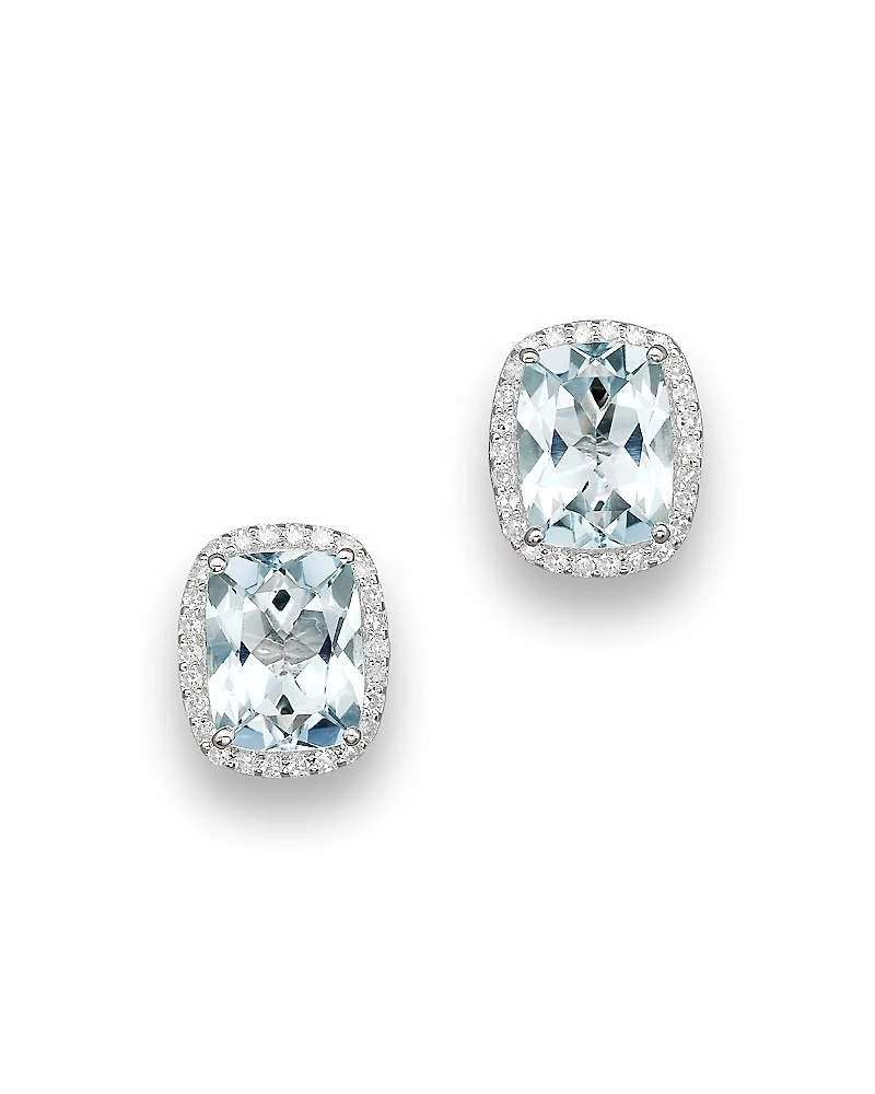 Aquamarine and Diamond Stud Earrings