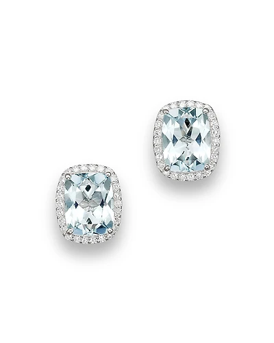 Aquamarine and Diamond Stud Earrings