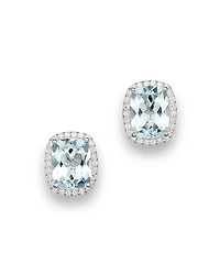 Aquamarine and Diamond Stud Earrings