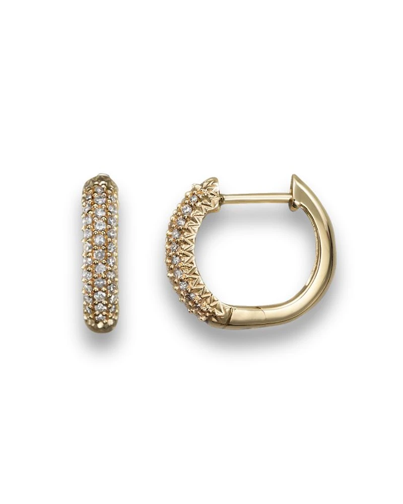 Diamond Hoop Earrings in 14K Yellow Gold, .20 tcw - Exclusive