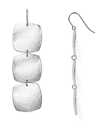 Sterling Silver Hammered Cushion Drop Earrings