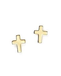 14K Yellow Gold Medium Cross Stud Earrings
