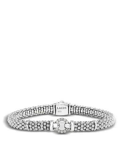 Enso Sterling Silver Caviar Bracelet with Diamonds