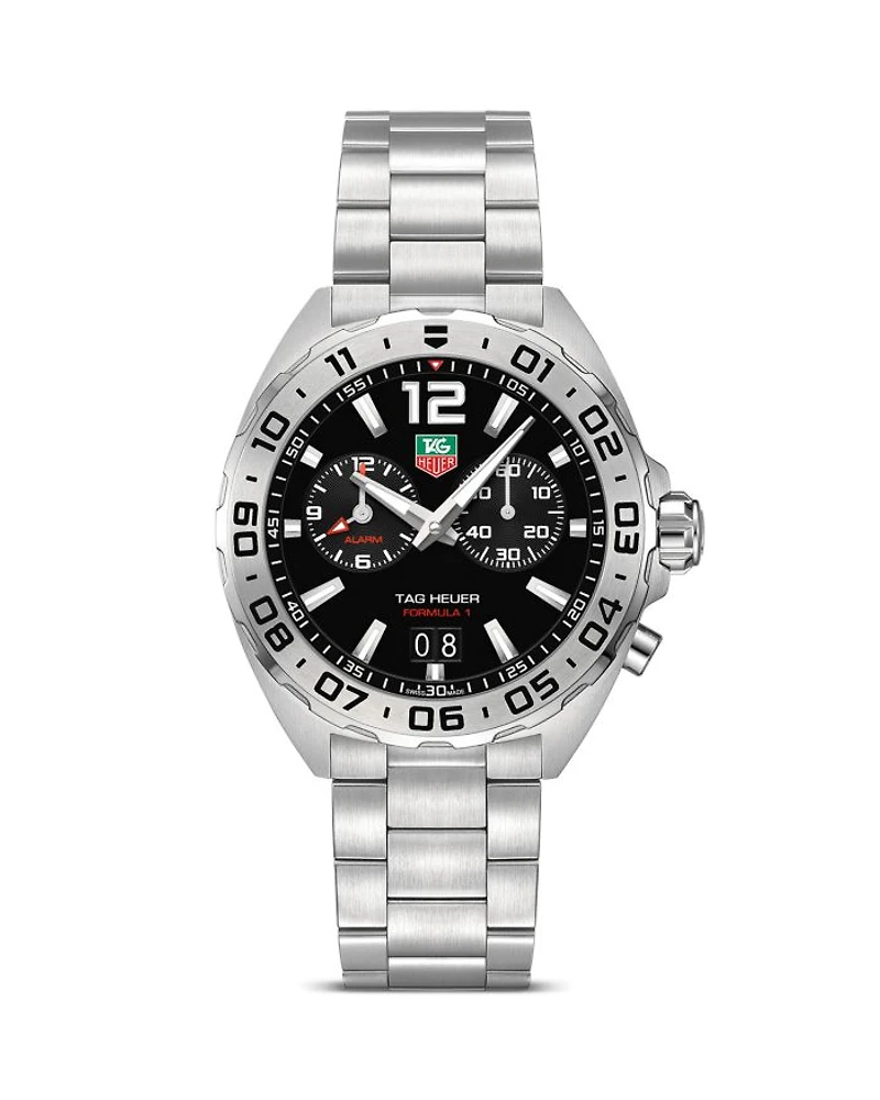 Formula 1 Quartz Men's Black Steel Alarm Watch, 41mm