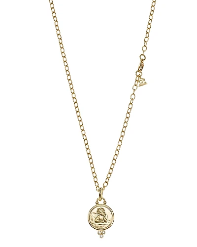 Temple St. Clair 18K Gold 14mm Angel Pendant with Diamonds