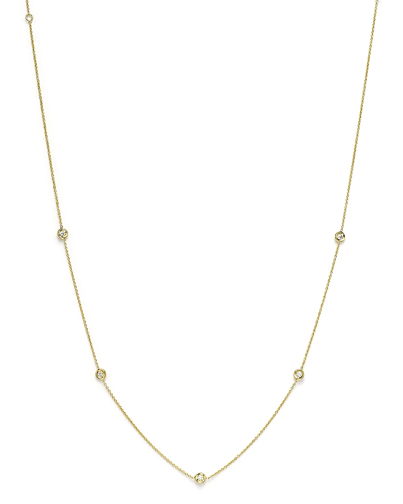 Roberto Coin 18K Yellow Gold Diamond Station Necklace, 16-18