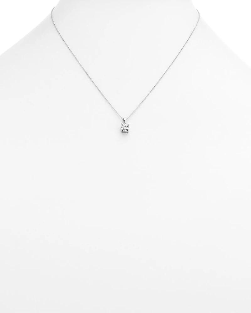 Diamond Solitaire Pendant Necklace in 14K White Gold, 0.30 tcw