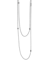 Sterling Silver Chain Necklace with Caviar Icon Stations, 36"