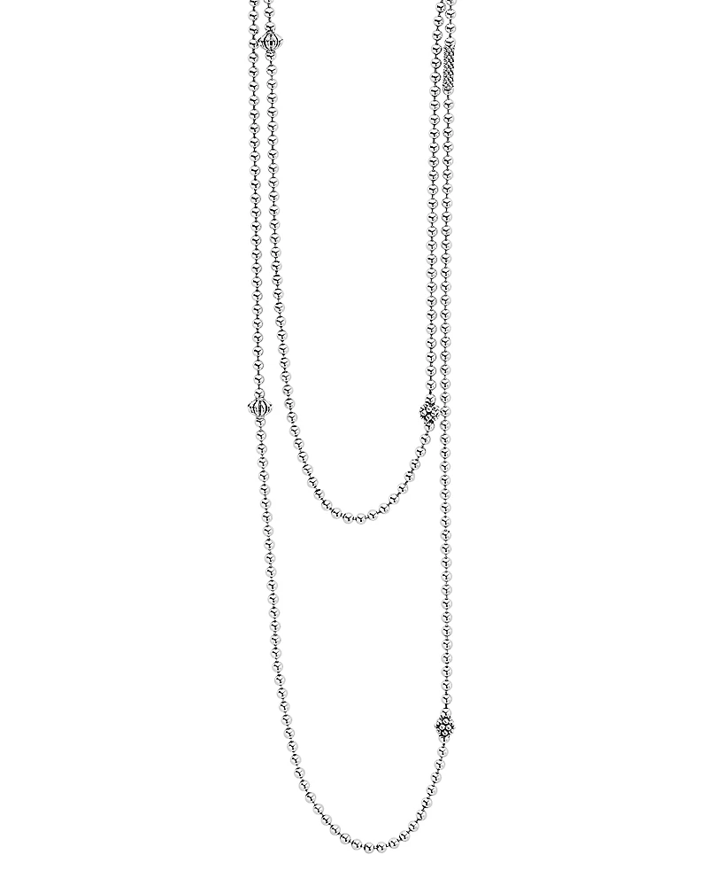 Lagos Sterling Silver Chain Necklace with Caviar Icon Stations, 36