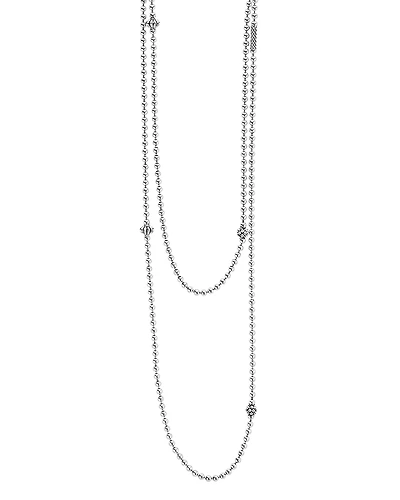 Lagos Sterling Silver Chain Necklace with Caviar Icon Stations, 36
