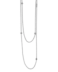 Lagos Sterling Silver Chain Necklace with Caviar Icon Stations, 36