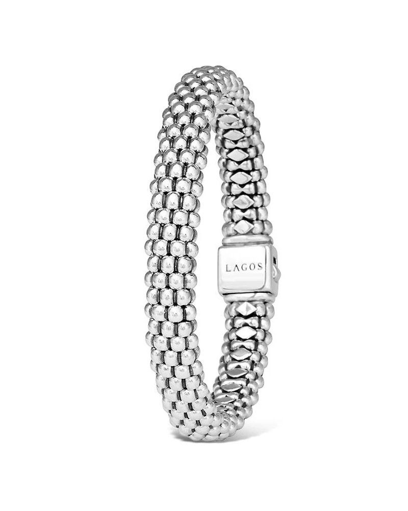 Sterling Silver Signature Caviar Oval Rope Bracelet