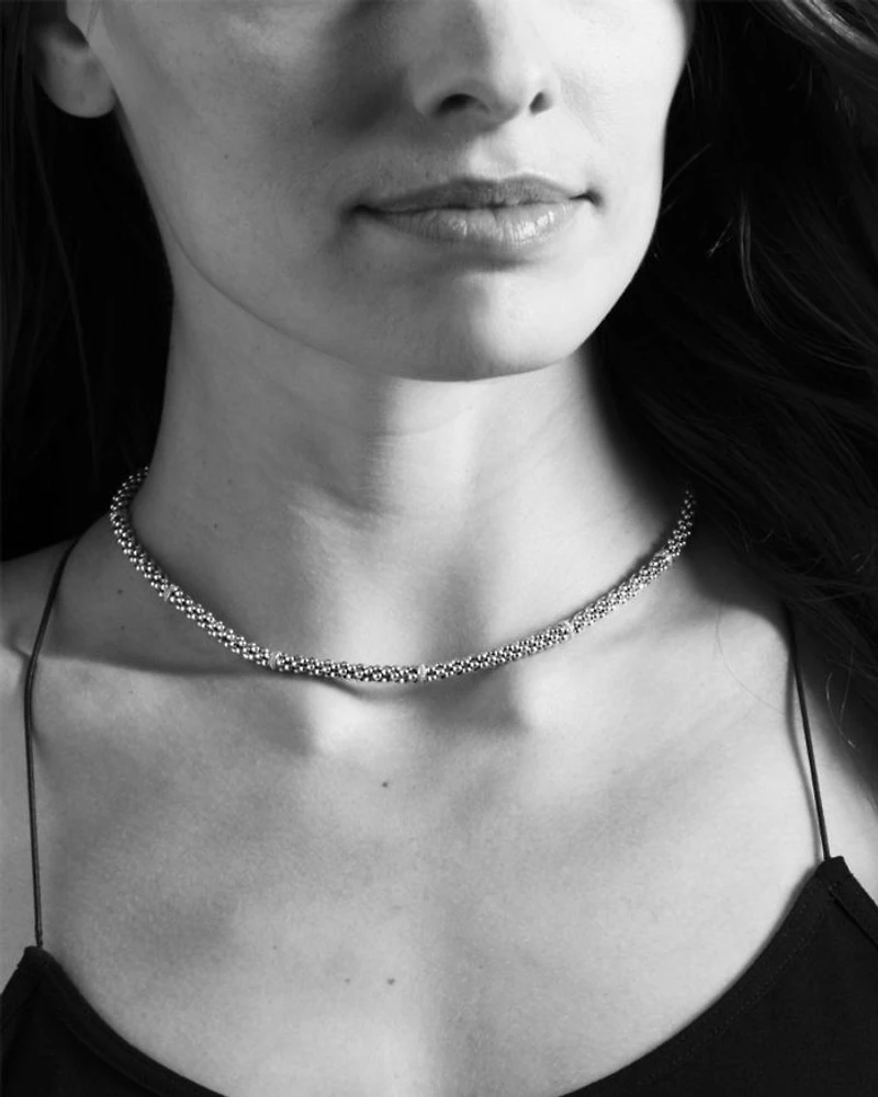 18K Gold and Sterling Silver Caviar™ Mini Rope Necklace, 18"