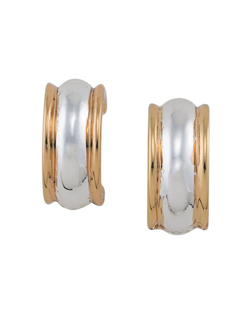 Two Tone Clip-On Hoop Earrings