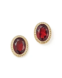 Garnet Oval Bezel Stud Earrings