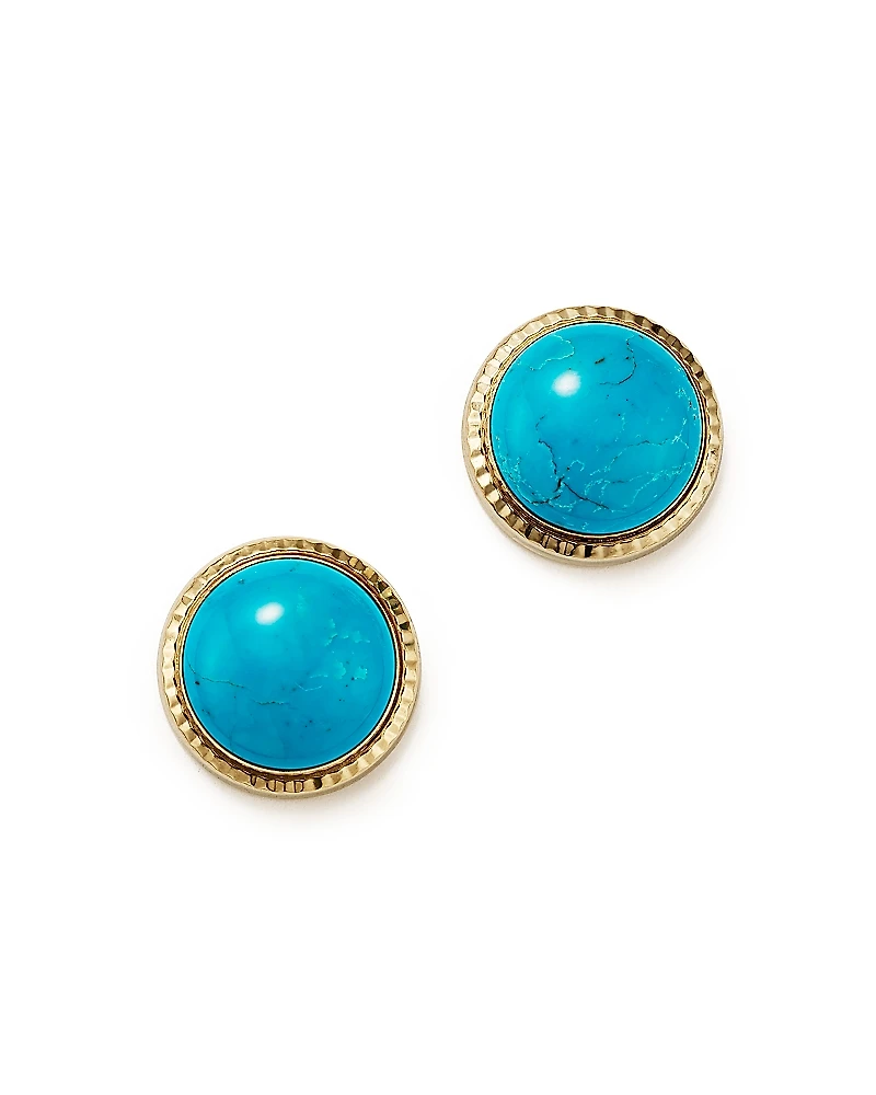 Turquoise Bezel Set Stud Earrings