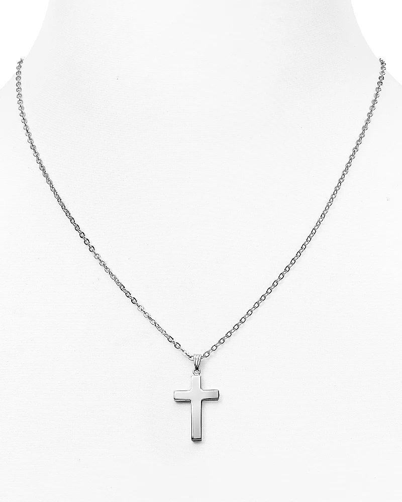 Sterling Silver Polish Cross Necklace, 16