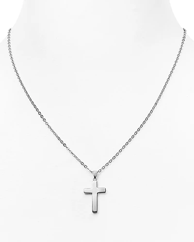 Sterling Silver Polish Cross Necklace, 16