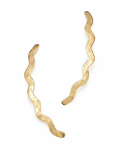 14K Yellow Gold Zigzag Hammered Climber Earrings
