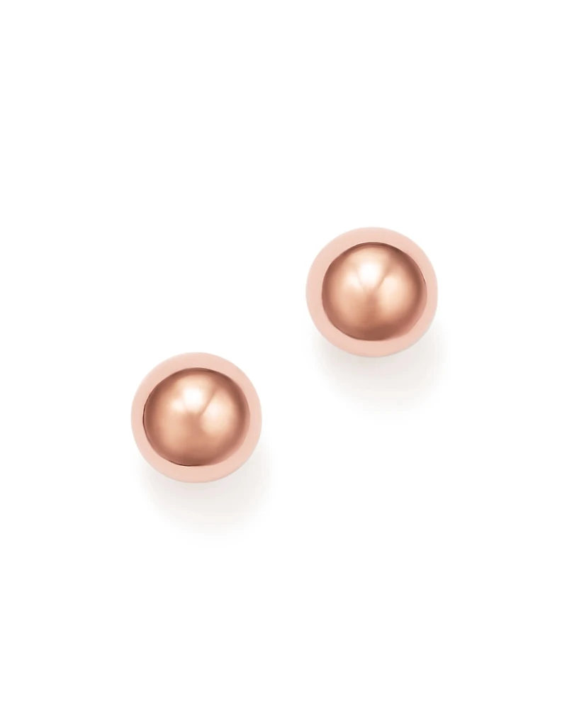 14K Rose Gold Ball Stud Earrings, 8mm